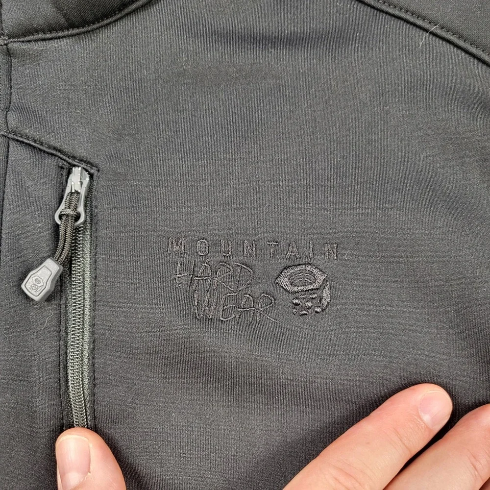 Mountain Hardwear OM6030 Mens Large Black Softshell Fleece Lined Jacket Full Zip